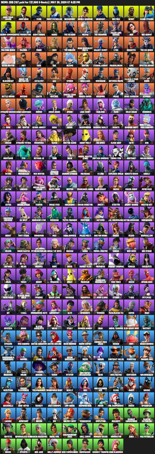 [PC/PSN/XBOX] | 288 skins | OG STW | Lara Croft | Rose Team Leader | John Wick | Fixer | Point Patroller | Breakpoint | World Warrior | Warpaint | Full Access