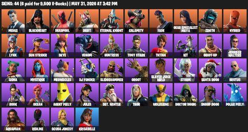 [PC/PSN/XBOX] | 44 skins | Midas | Blackheart | Deadpool | Drift | Eternal Knight | Calamity | Fade | Gear Specialist Maya | Zenith | Hybrid | Lynx | Full Access