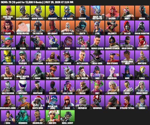 [PC/PSN/XBOX] | 75 skins | 3100 V-bucks | OG STW | Royale Knight | Blue Squire | Omega | Mako | Rose Team Leader | Rogue Agent | Warpaint | Carbide | Full Access