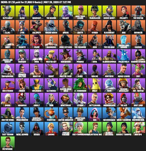 [PC] | 91 skins | Merry Mint Axe | Take The L | OG STW | Galaxy | The Reaper | Elite Agent | Omega | Glow | Warpaint | Rose Team Leader | Trailblazer | Full Access