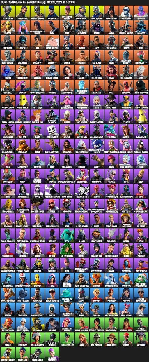 [PC/PSN/XBOX] | 234 skins | Leviathan Axe | Take The L | OG STW | Royale Knight | The Reaper | Elite Agent | Blue Squire | Omega | Lara Croft | Full Access