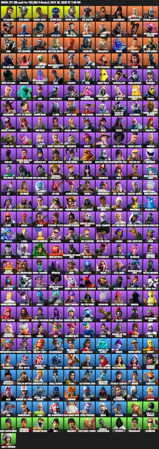 [PC/PSN/XBOX] | 271 skins | Take The L | Travis Scott | The Reaper | Elite Agent | Omega | Astro Jack | Rogue Agent | The Visitor | Joey | Blackheart | Full Access