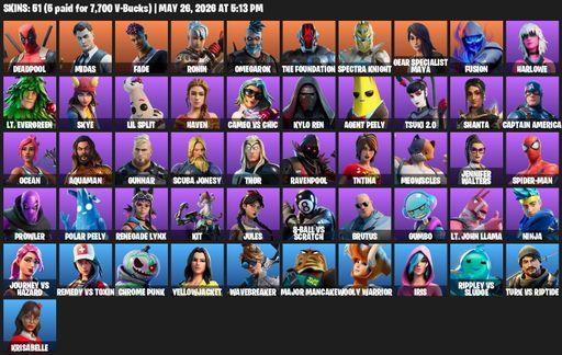 [PC/XBOX] | 51 skins | Deadpool | Midas | Fade | Ronin | Omegarok | The Foundation | Spectra Knight | Gear Specialist Maya | Fusion | Harlowe | Full Access