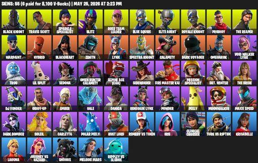 [PC] | 55 skins | Take The L | Floss | OG STW | Black Knight | Travis Scott | Sparkle Specialist | Royale Knight | The Reaper | Elite Agent | Full Access