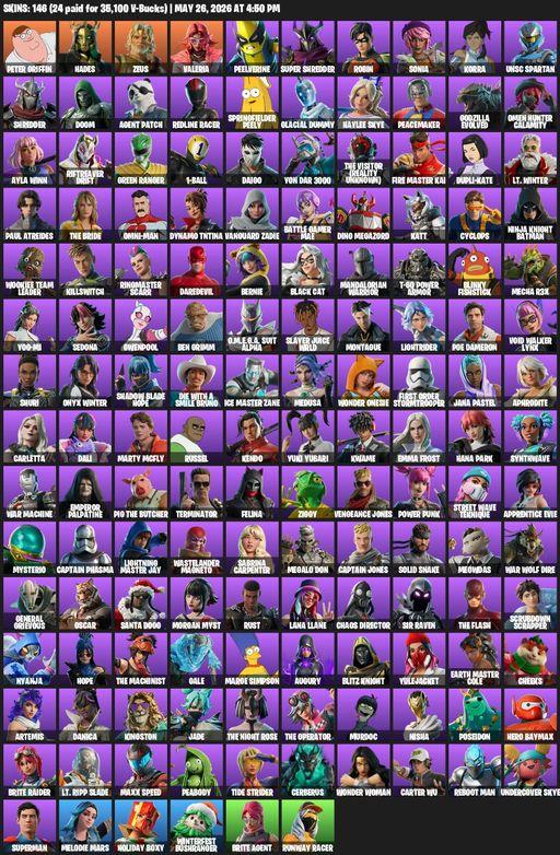 [PC/XBOX] | 146 skins | Peter Griffin | Hades | Zeus | Valeria | Peelverine | Super Shredder | Robin | Sonia | Korra | UNSC Spartan | Shredder | Doom | Full Access