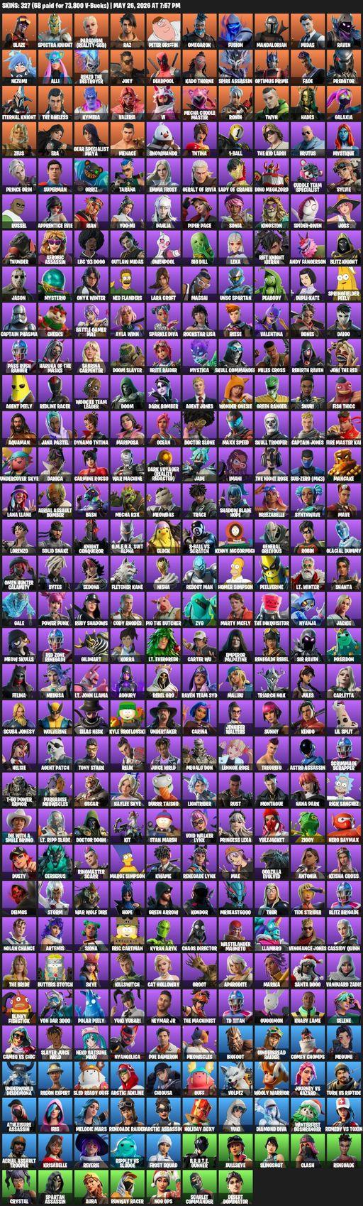 [PC/PSN] | 327 skins | Raider's Revenge | Renegade Raider | Aerial Assault Trooper | Lara Croft | Blaze | Spectra Knight | Paradigm (Reality-659) | Full Access