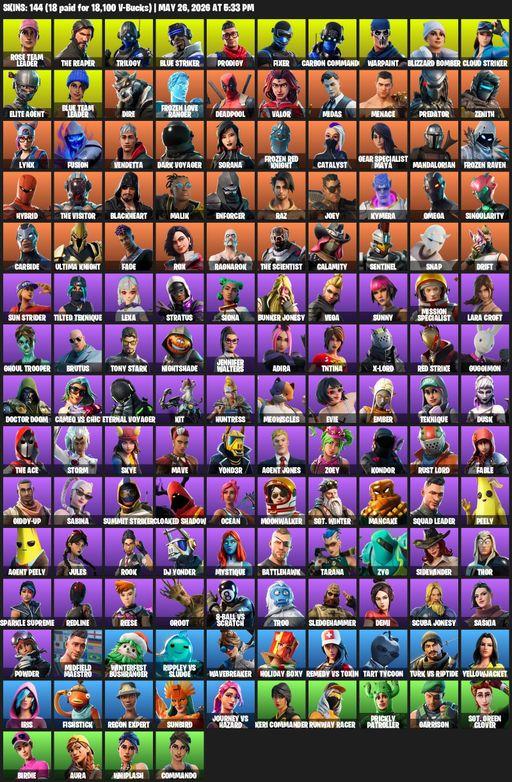 [PC/XBOX] | 144 skins | Leviathan Axe | Take The L | OG STW | The Reaper | Elite Agent | Omega | Lara Croft | Rose Team Leader | Trilogy | Full Access
