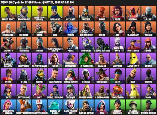 [PC/XBOX] | 70 skins | OG STW | Travis Scott | Omega | Rogue Agent | Rose Team Leader | Warpaint | Catalyst | Sentinel | Hybrid | Valor | Deadpool | Full Access