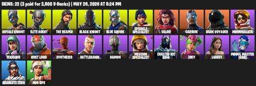 [PC/PSN/XBOX] | 22 skins | Take The L | Floss | Black Knight | Sparkle Specialist | Royale Knight | The Reaper | Elite Agent | Blue Squire | Valor | Full Access