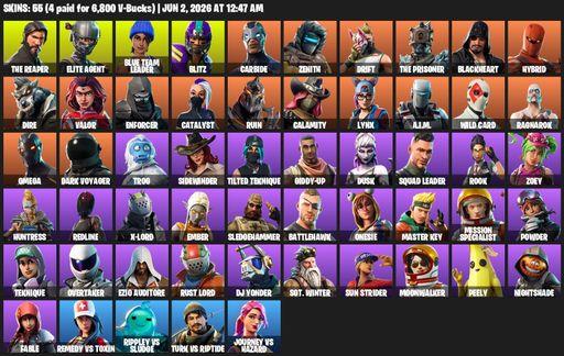 [PC/XBOX] | 55 skins | Take The L | The Reaper | Elite Agent | Omega | Blue Team Leader | Blitz | Carbide | Zenith | Drift | The Prisoner | Blackheart | Full Access