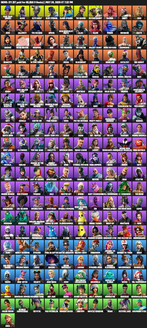[PC] | 211 skins | Take The L | The Reaper | Elite Agent | Omega | Blue Team Leader | Glow | Blue Striker | Cloud Striker | Psycho Bandit | Valeria | Full Access